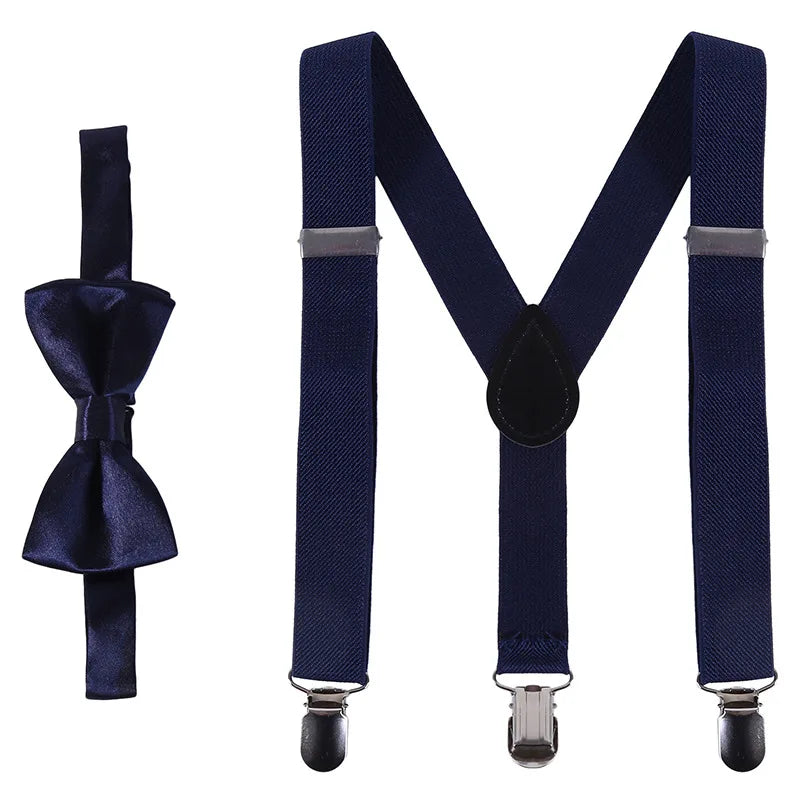 Kids' Clip-On Colorful Suspenders with Bowtie