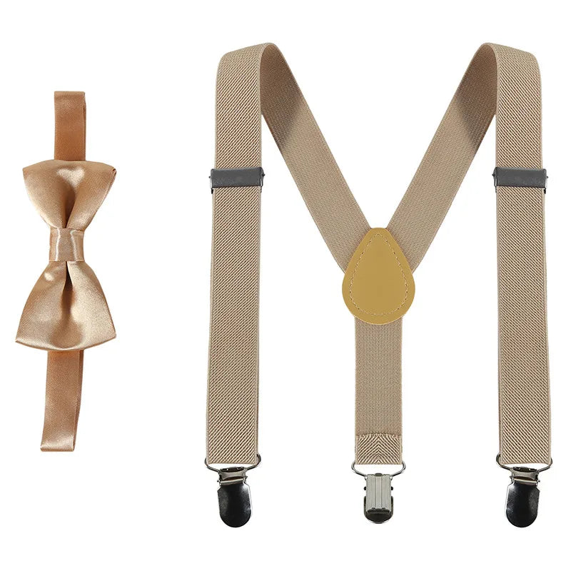 Kids' Clip-On Colorful Suspenders with Bowtie