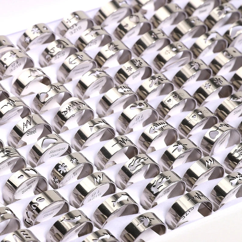 20-Piece Unisex Stainless Steel Ring Set - Trendy Mix