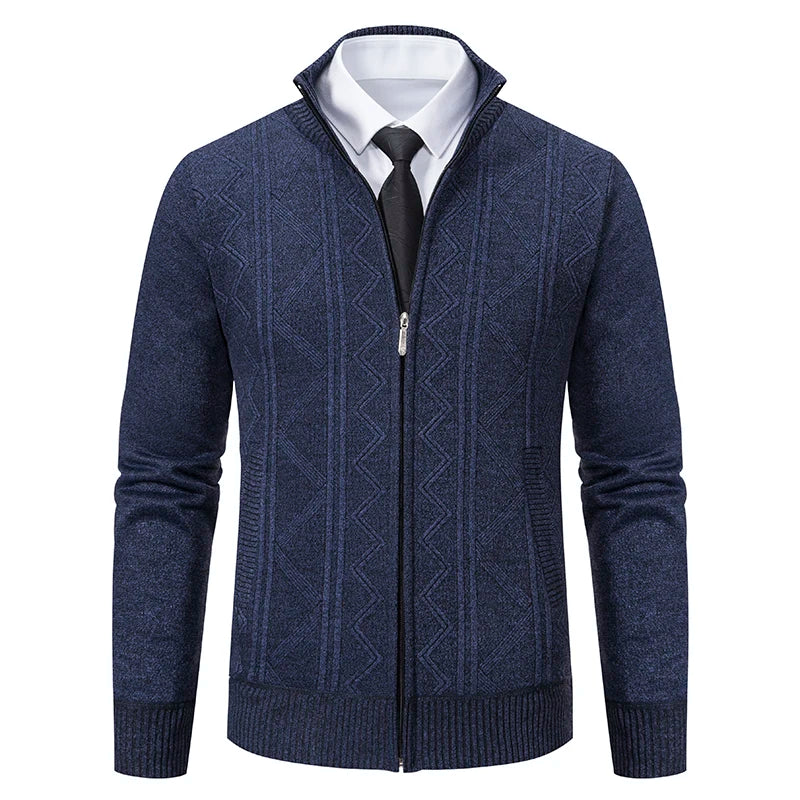 Cardigan Épais Hiver Homme Col Montant