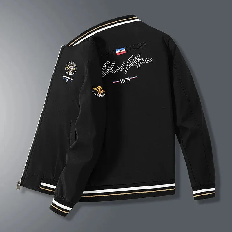 Élégance Légère: Veste Brodée Homme Printemps-Automne