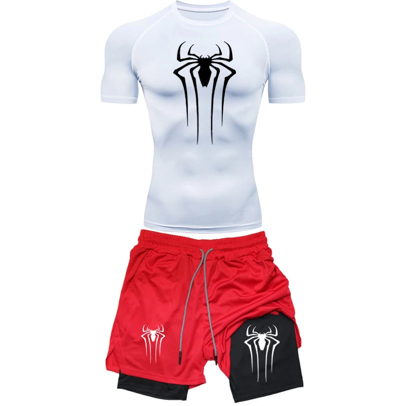 Ensemble Sport Homme Compression Araignée Séchage Rapide