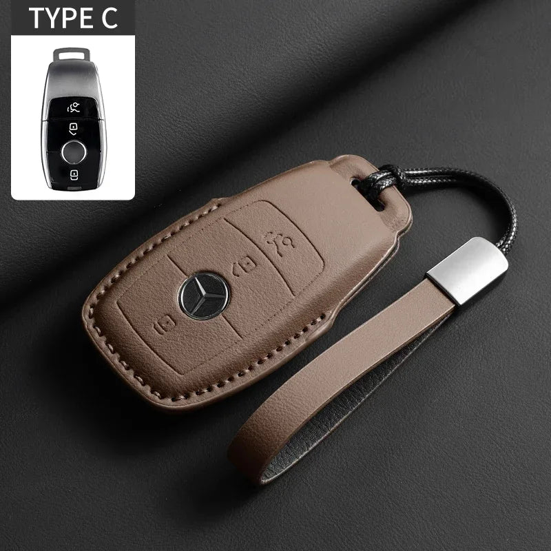 Luxury Leather Remote Key Case for Mercedes Models