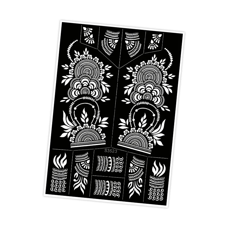 Pochoir Henné Fleurs - Tatouage Éphémère Réutilisable