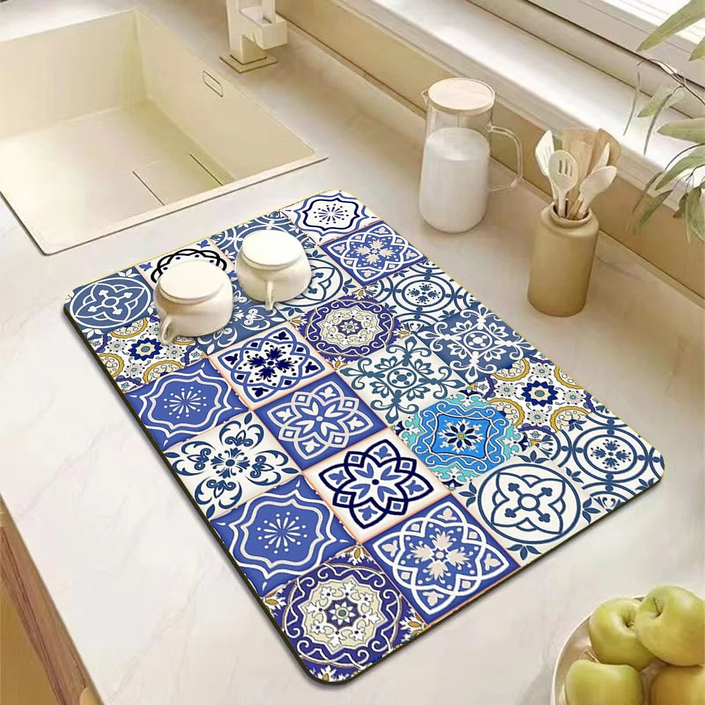 Mandala Kitchen Drying Mat - Eco-Friendly & Non-Slip