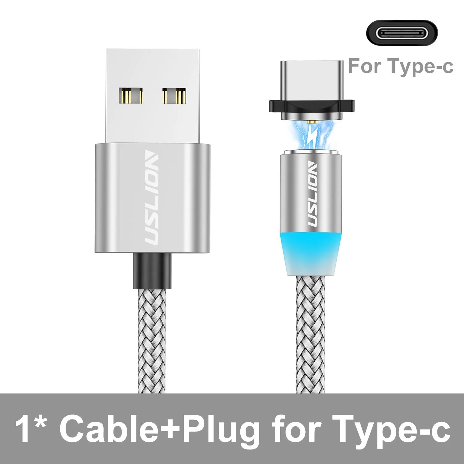 Câble Magnétique USLION 2-en-1 Charge Rapide USB-C