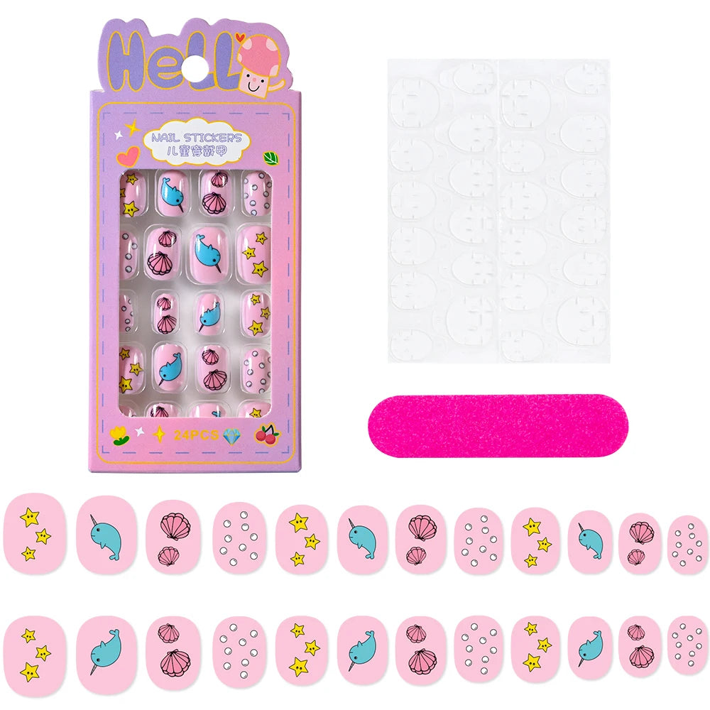 Kawaii Ongles Enfants - 24 Pièces Mignonnes