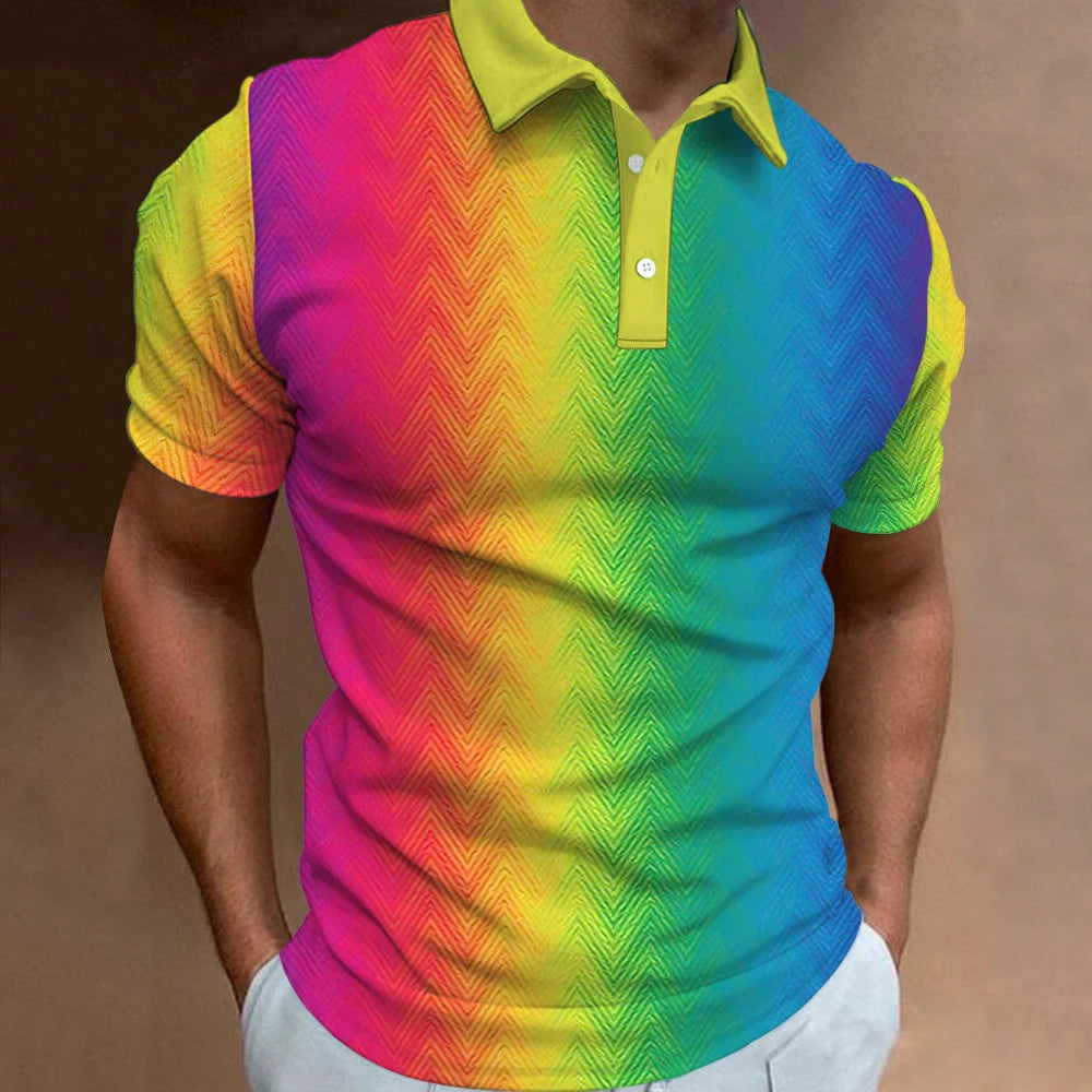 Polo Arc-en-Ciel 3D Casual Homme
