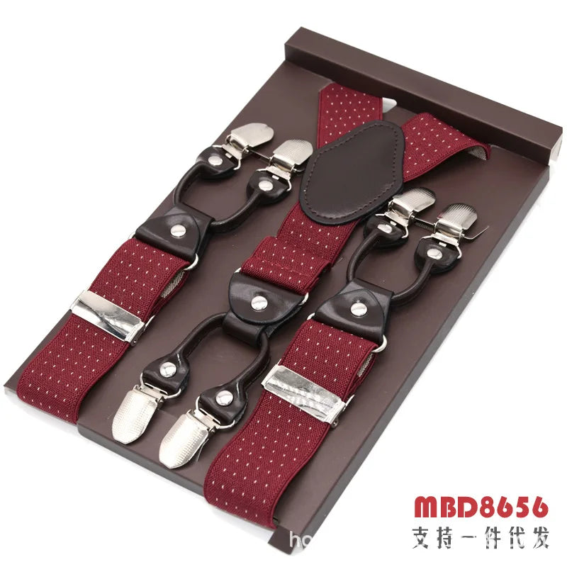 Adjustable 6-Clip Suspenders for Men & Women