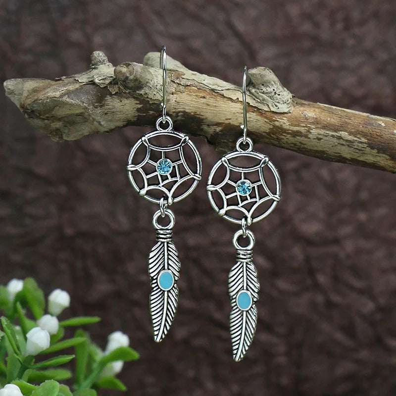 Boho Blue Stone Geometric Earrings for Women