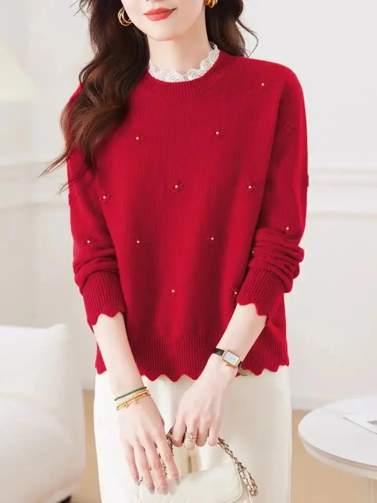 Pull Floral Chic en Dentelle, Style 2-en-1