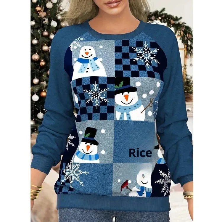 T-shirt Femme Noël Élégant à Manches Longues