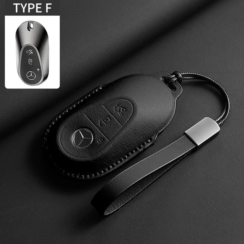 Luxury Leather Remote Key Case for Mercedes Models