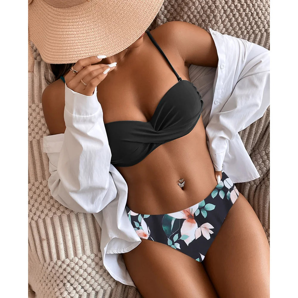 Floral Leopard Bikini Set - Summer Beach Vibes