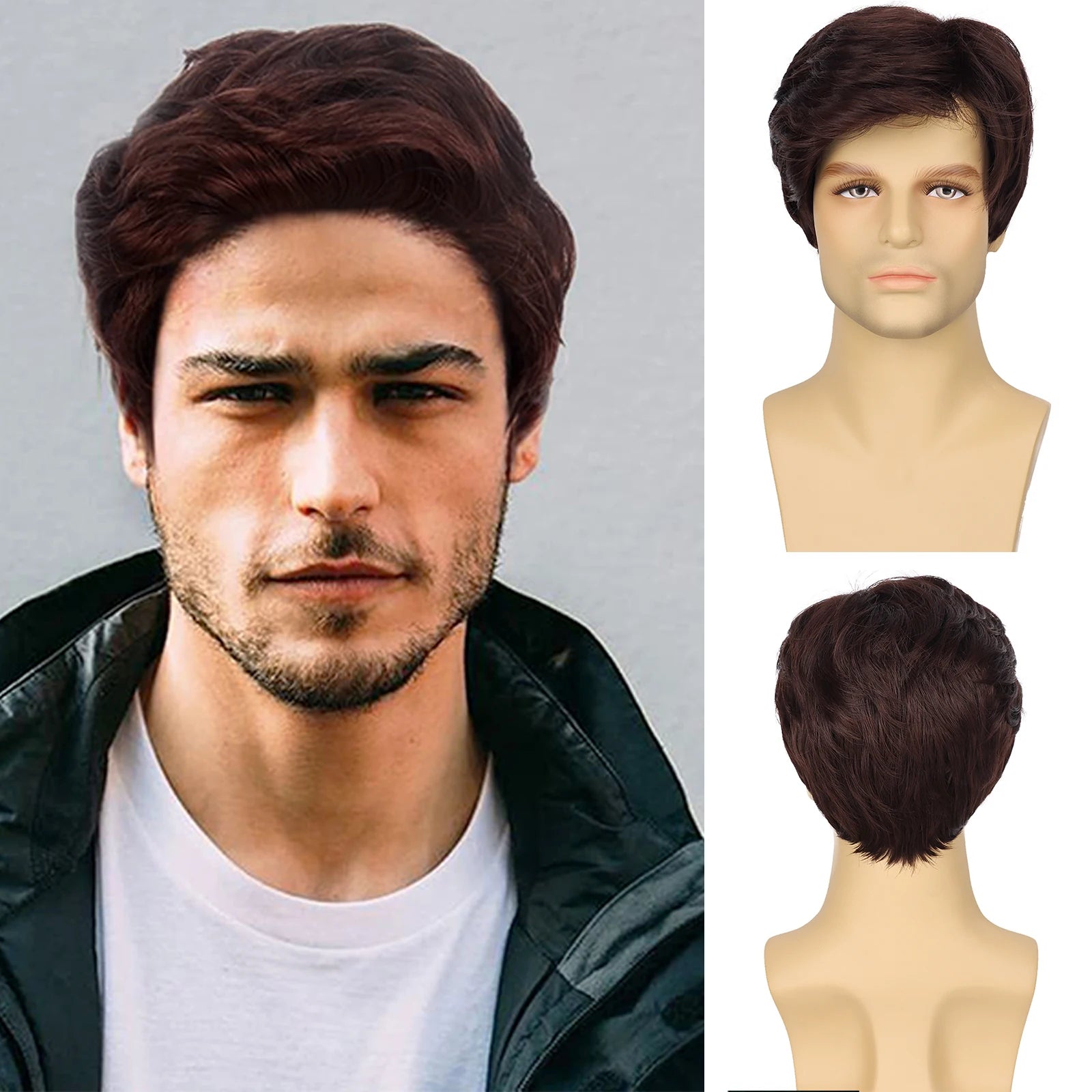 Short Side-Part Black Wig for Men - G&T Collection
