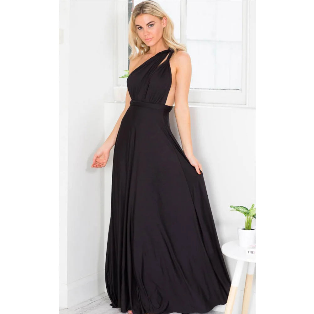 Robe Maxi Femme Élégante à Décolleté V Multi-usage