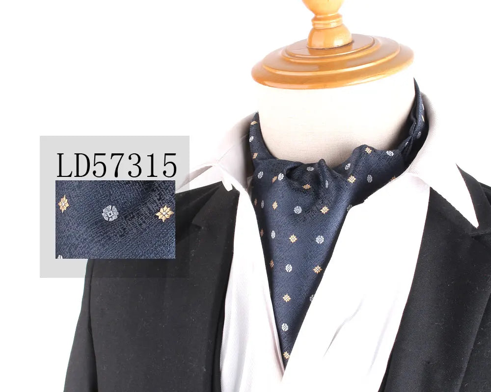 Cravate Jacquard Floral Ascot Luxe pour Hommes