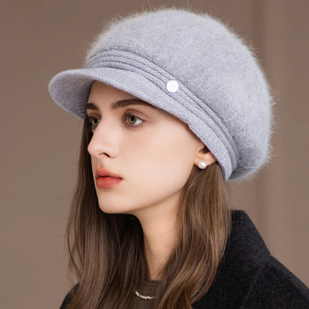 Chapeau Dandy Femme Hiver en Fourrure et Tricot
