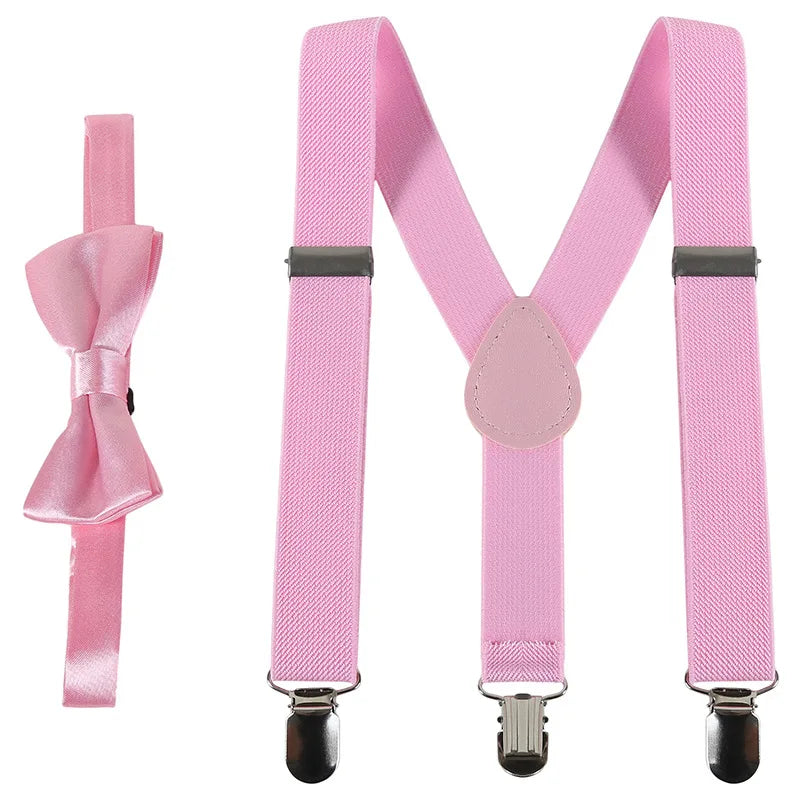 Kids' Clip-On Colorful Suspenders with Bowtie