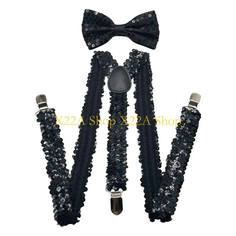 Brilliant Sparkle Suspenders & Bow Tie Set
