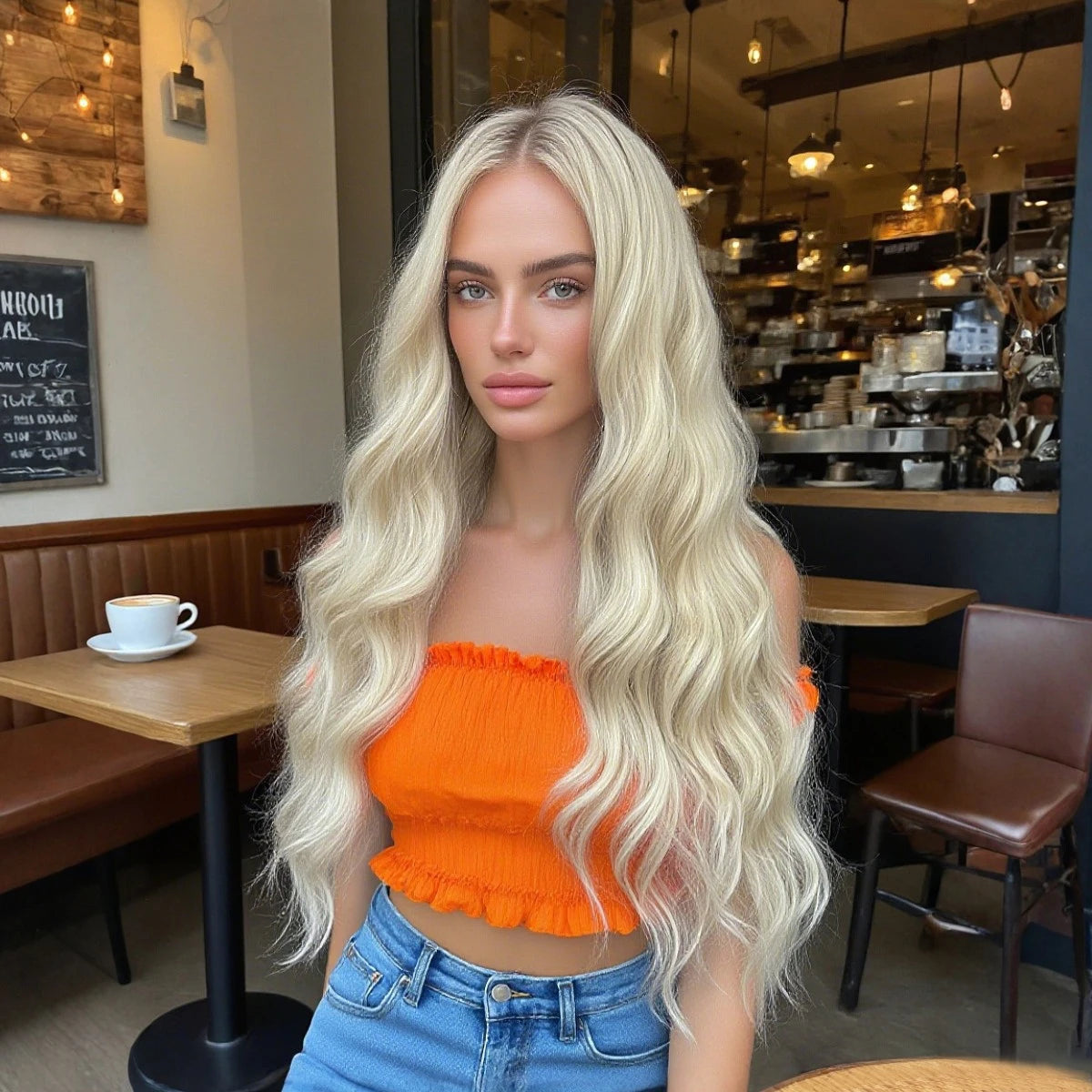 Perruque Violette Ondulée à Frange