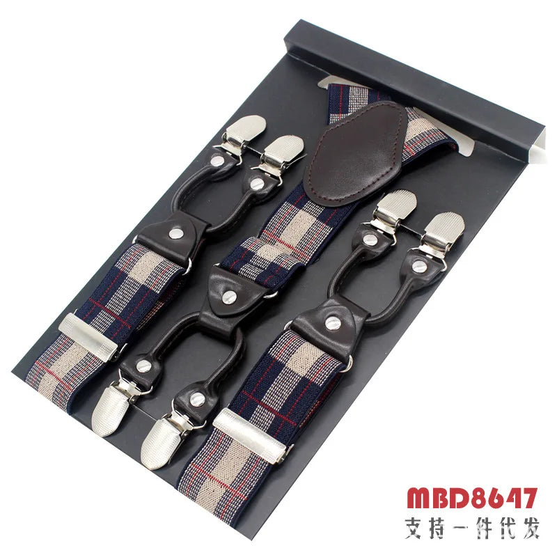 Adjustable 6-Clip Suspenders for Men & Women