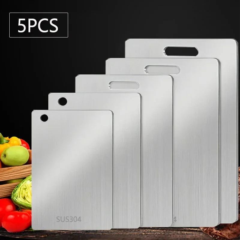 Stainless Steel Double-Sided Chopping Board Set