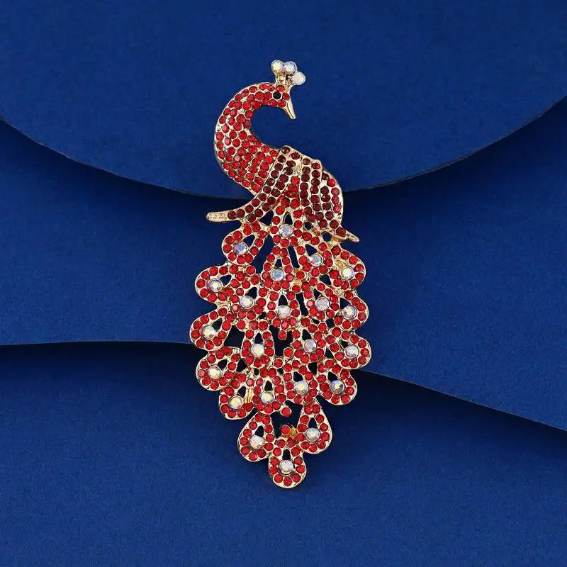 Peacock Crystal Elegance Brooch for Women