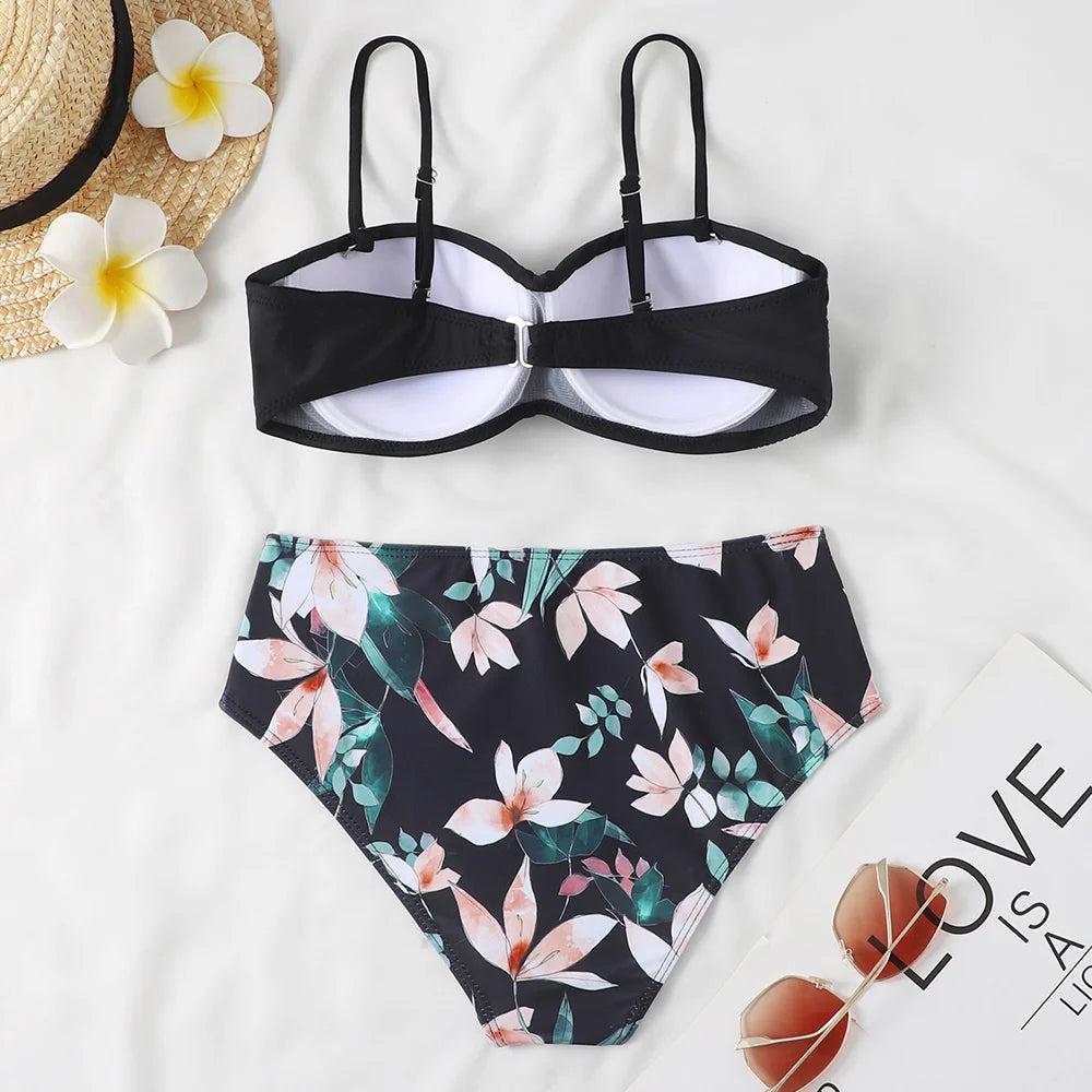 Floral Leopard Bikini Set - Summer Beach Vibes