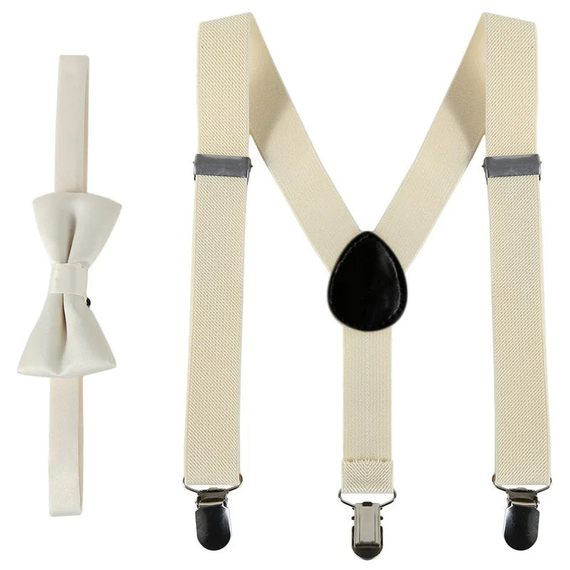 Kids' Clip-On Colorful Suspenders with Bowtie