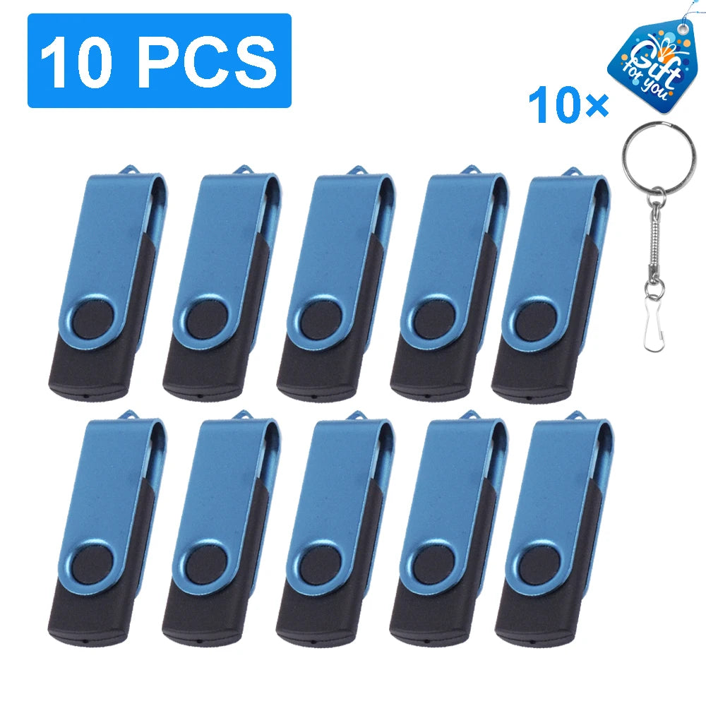 Clé USB Rotative 128Go - Bleu Élégant