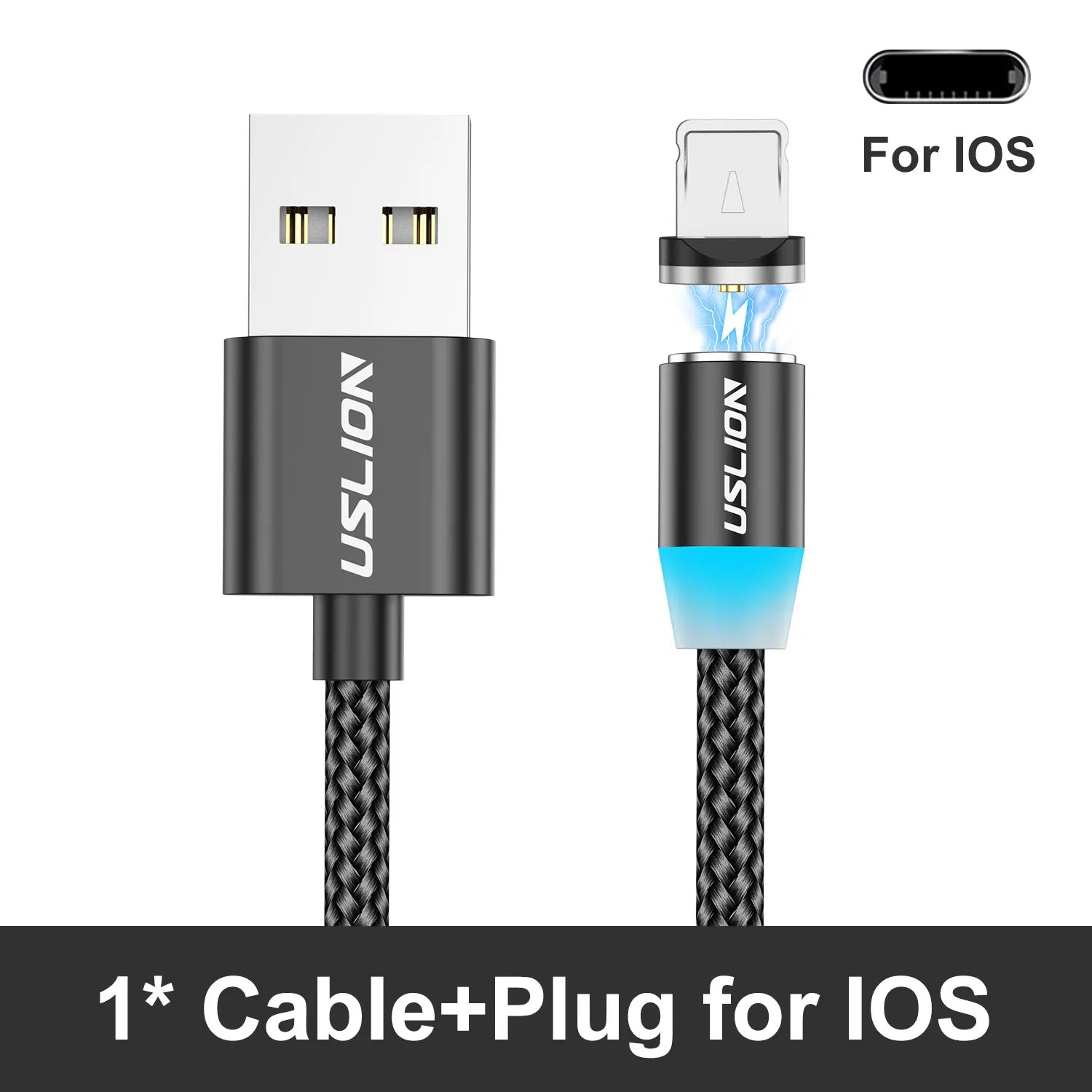 Câble Magnétique USLION 2-en-1 Charge Rapide USB-C