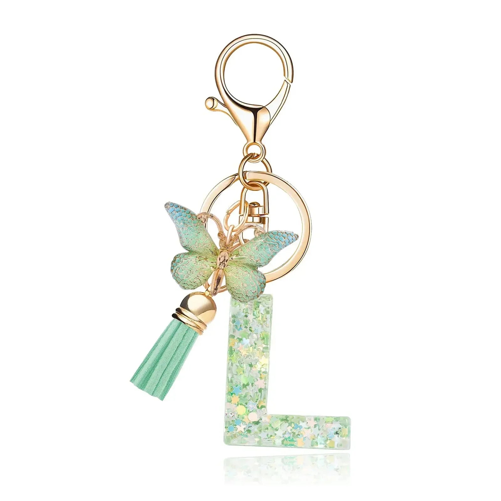 Green Butterfly Resin Keychain - Chic Gift Accessory