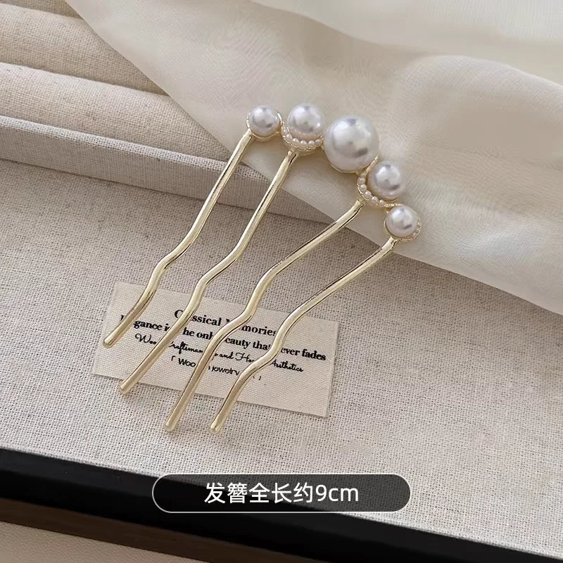 Épingle à chignon U en métal perlé