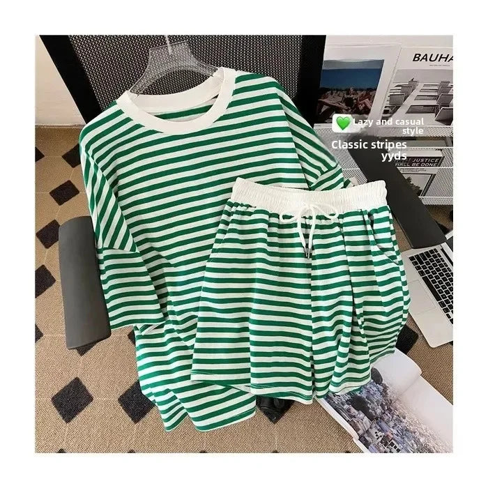 Ensemble Sportif Ample Rayé Été Femme