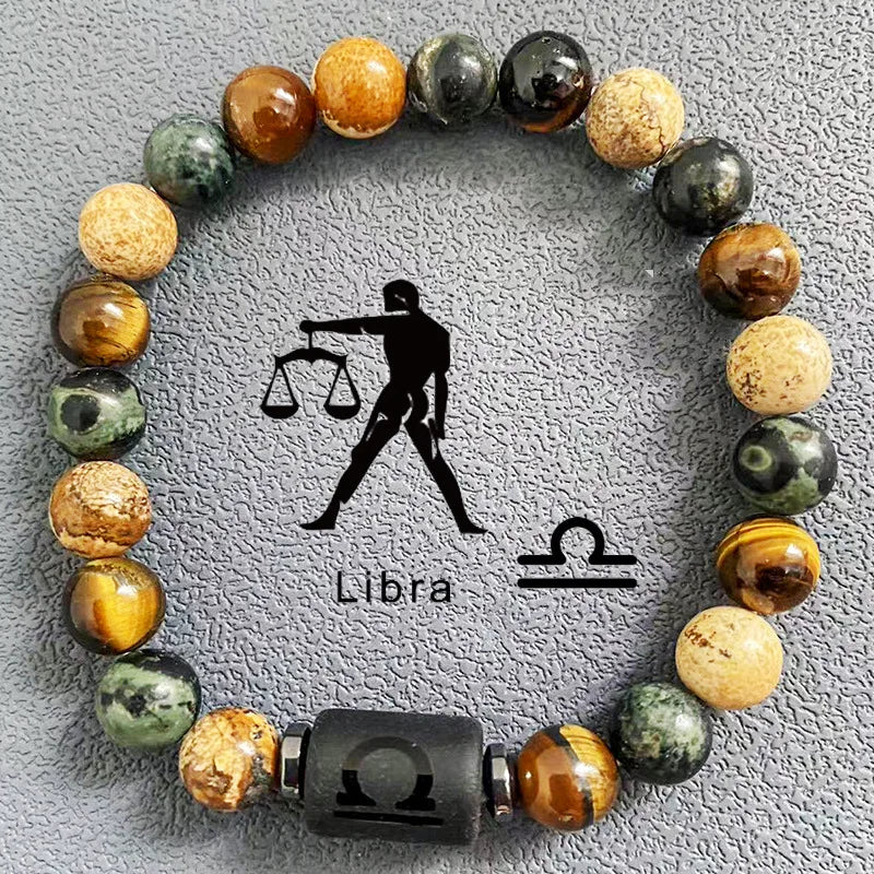 Bracelet Couple Zodiaque en Agate Oeil de Tigre