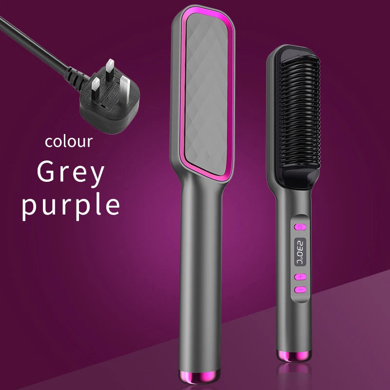 Peigne Lissant Électrique 360° - Soin Anti-Brûlure