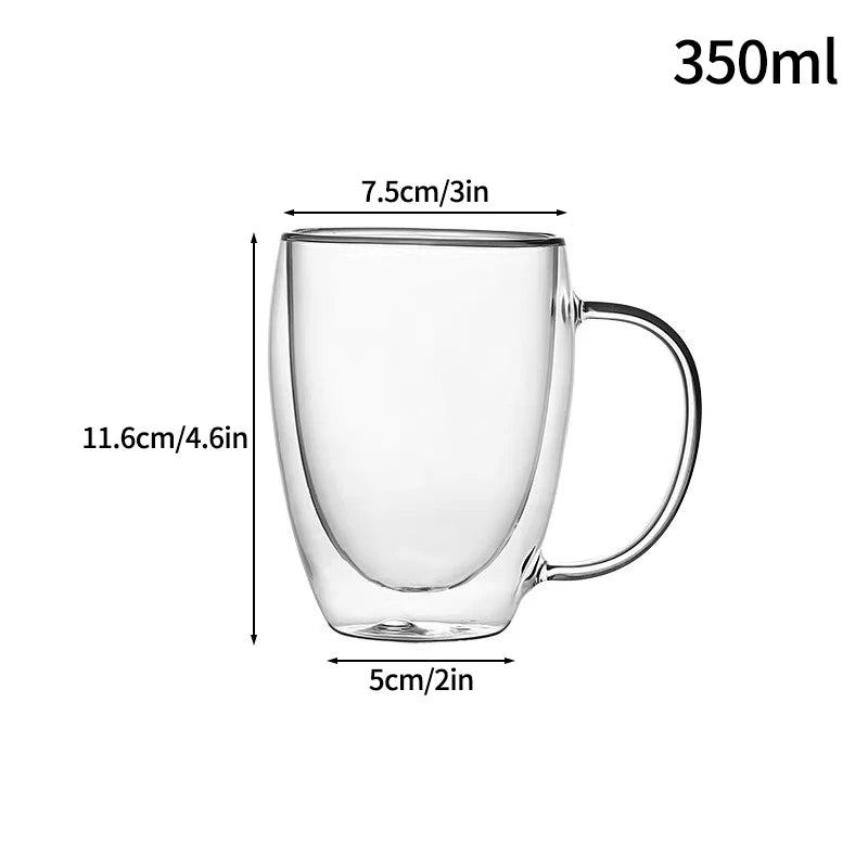 Élégance Verre: Tasse Double Paroi avec Poignée