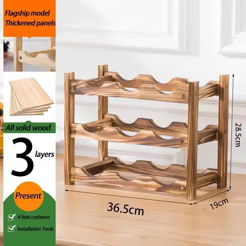 Rustic Wood Wine Rack - Elegant Bottle Storage