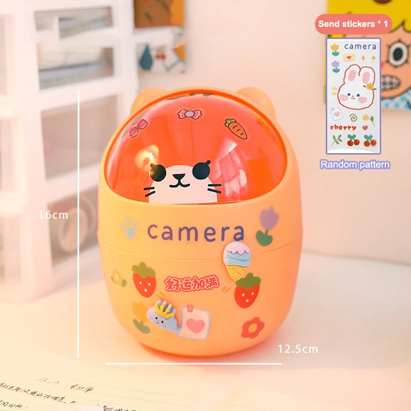 Kawaii Desk Bin & Organizer with Stickers
