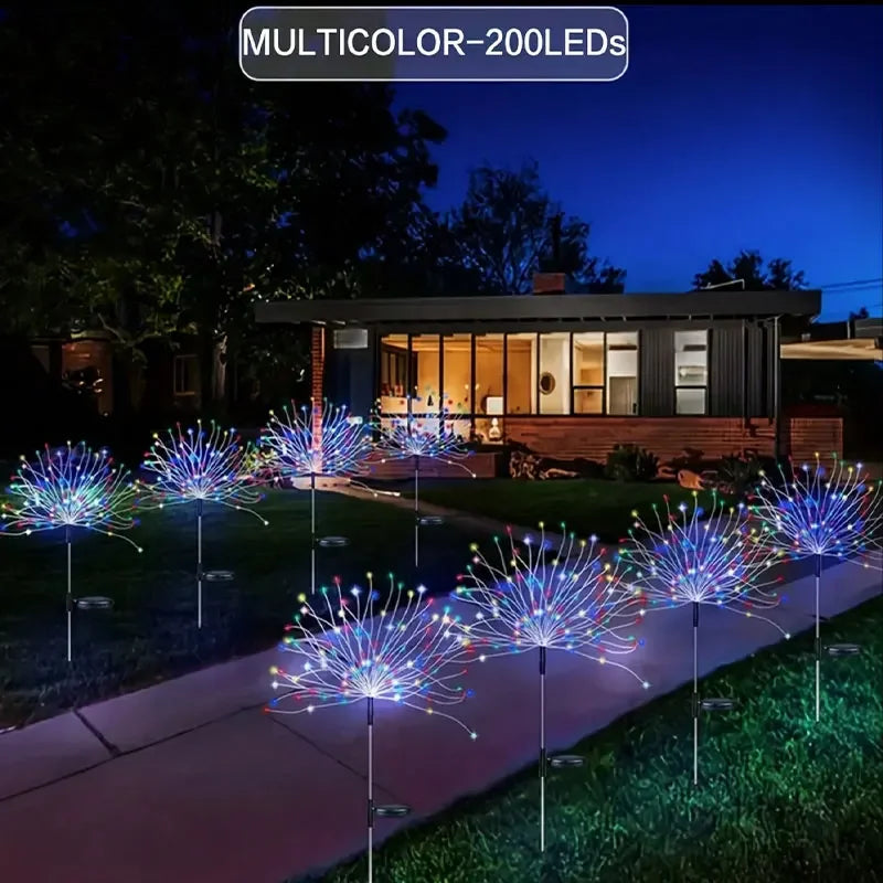 Solar Sparkle 200: LED Firework Garden Lights