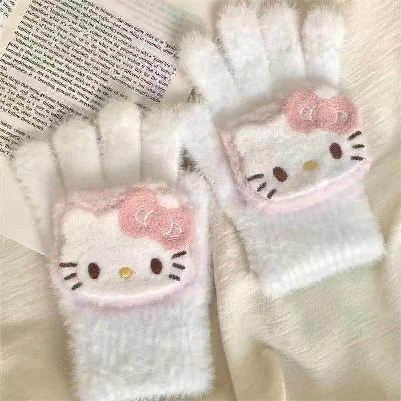 Gants Kawaii Hiver Kuromi & Hello Kitty