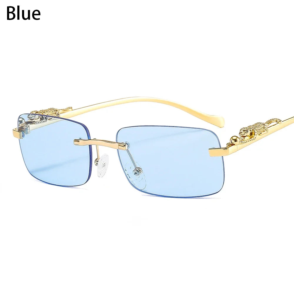 Rimless Retro Leopard Sunglasses UV400 Unisex