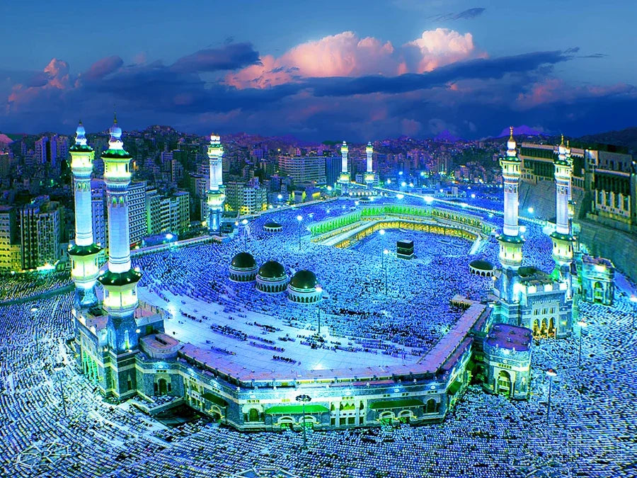 Éclat de Diamant: Mosquée de la Mecque en Mosaïque