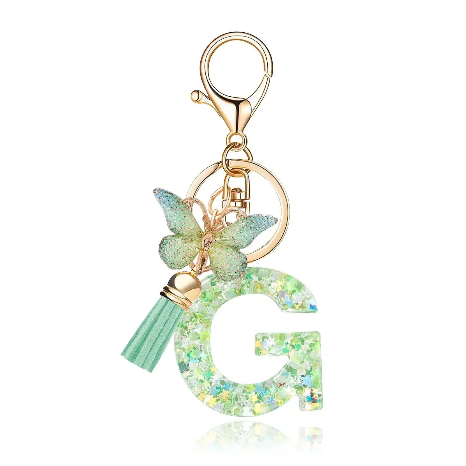 Green Butterfly Resin Keychain - Chic Gift Accessory