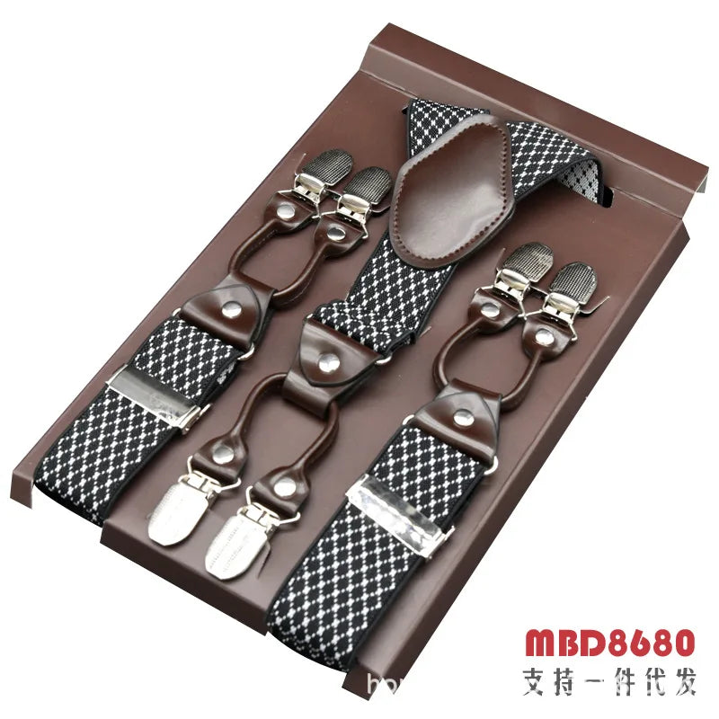 Adjustable 6-Clip Suspenders for Men & Women