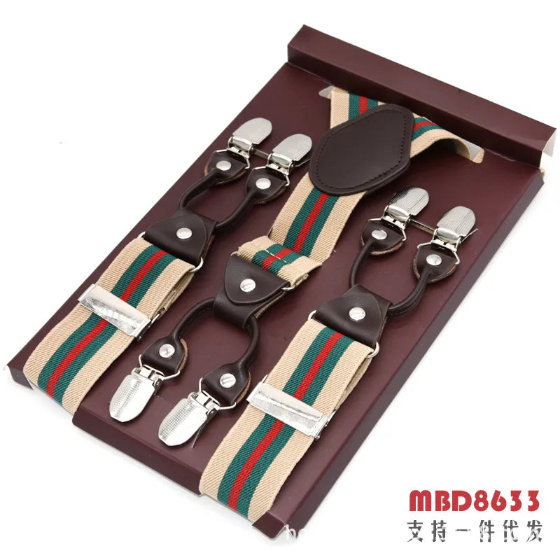 Adjustable 6-Clip Suspenders for Men & Women