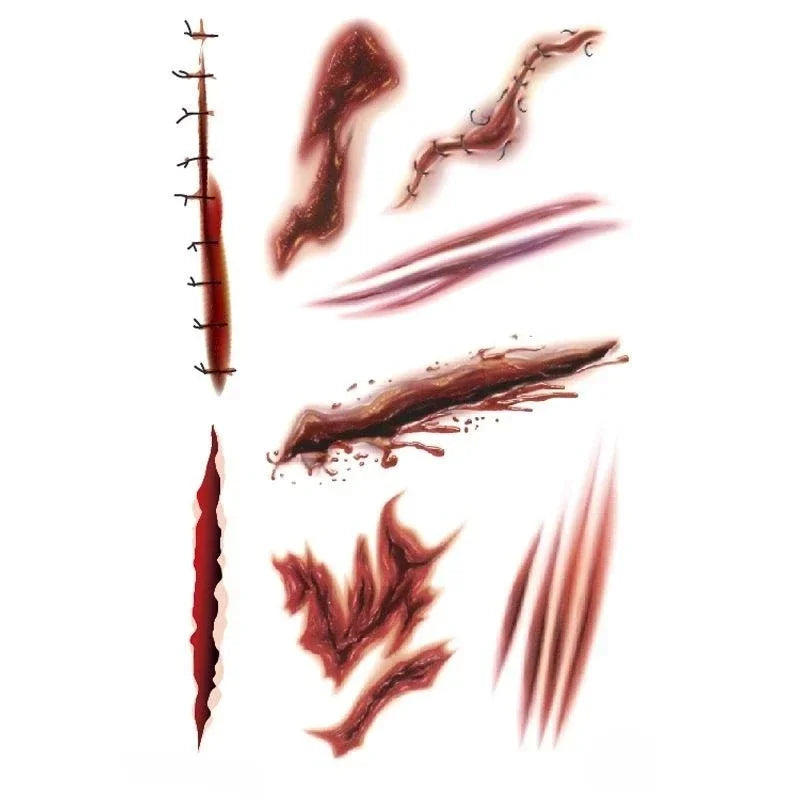 Autocollants Halloween: Cicatrices Sanguinolentes DIY