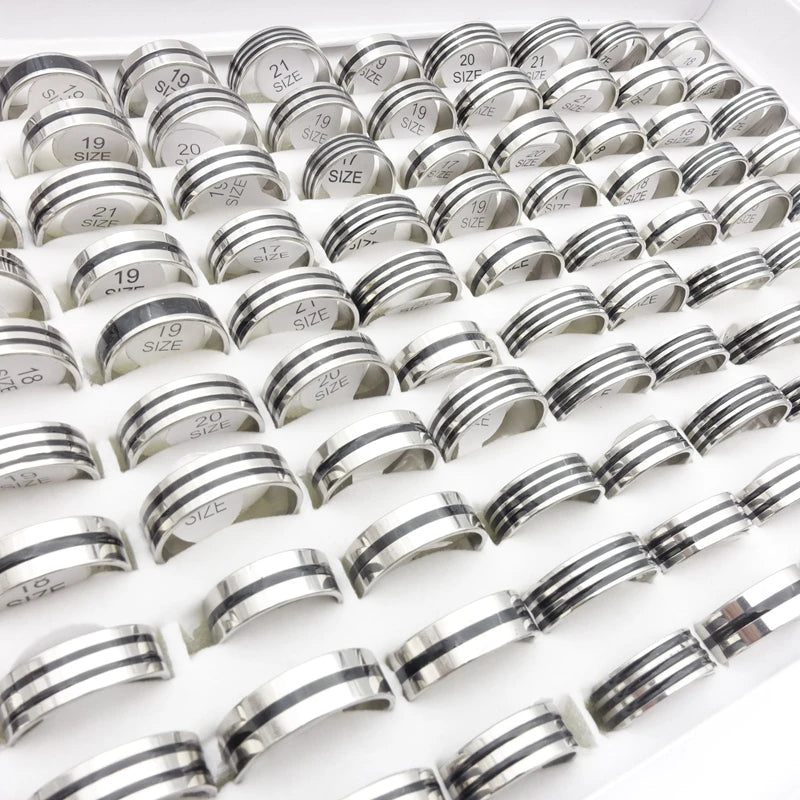 20-Piece Unisex Stainless Steel Ring Set - Trendy Mix