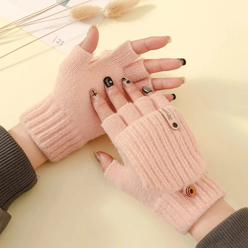 Gants demi-doigts en peluche pour l'hiver actif